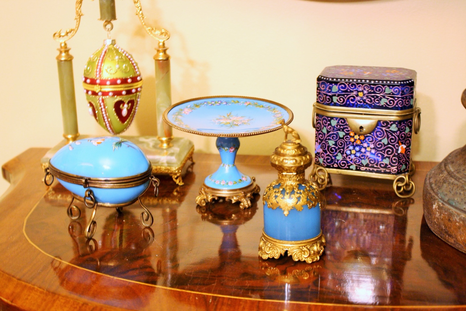 Blue opaline glass collection at The Towers